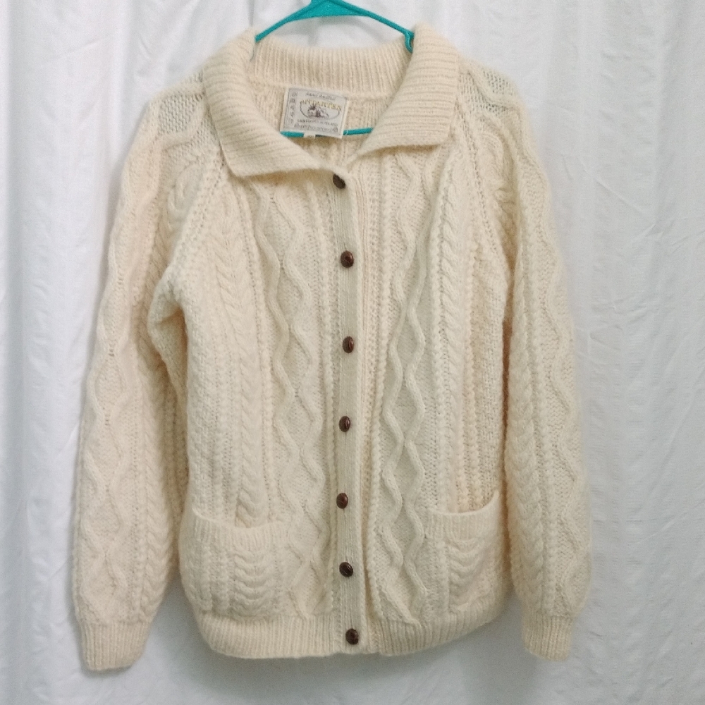 Antartex Woll Cream Cable Knit Cardigan